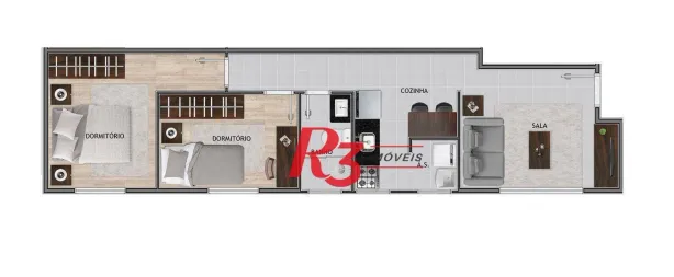 Apartamento com 2 Quartos à venda, 50m² no Macuco, Santos