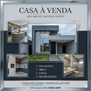 Casa com 3 Quartos à venda, 180m² no Parque das Nações, Parnamirim