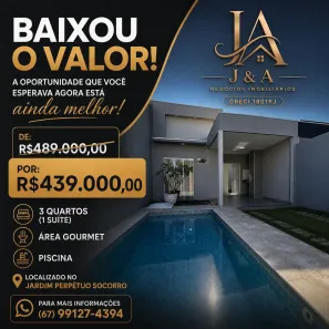 Casa com 3 Quartos à venda, 93m² no Jardim Nossa Senhora do Perpétuo Socorro, Campo Grande