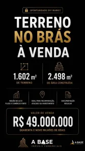 Lote/Terreno à venda, 1602m² no Brás, São Paulo