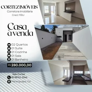 Casa com 2 Quartos à venda, 80m² no Novo Maranguape II, Maranguape