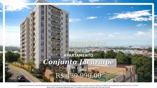Apartamento com 3 Quartos à venda, 92m² no Conjunto Jacaraípe, Serra