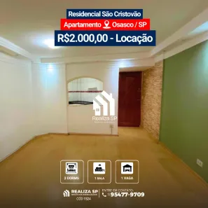 Apartamento com 2 Quartos para alugar, 52m² no Bandeiras, Osasco