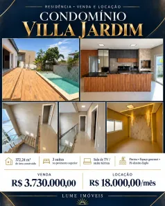 Sobrado com 3 Quartos para alugar, 372m² no Condomínio Residencial Vila Jardim, Cuiabá