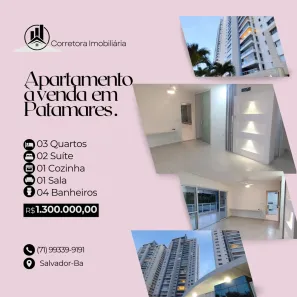 Apartamento com 3 Quartos à venda, 130m² no Patamares, Salvador