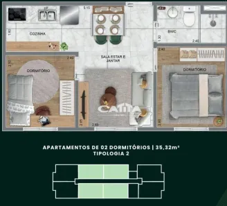 Apartamento com 2 Quartos à venda, 35m² no Vila Carrão, São Paulo