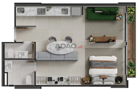 Apartamento com 1 Quarto à venda, 48m² no Jardim Goiás, Goiânia