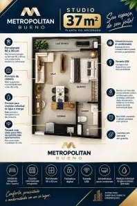 Apartamento com 1 Quarto à venda, 37m² no Setor Bueno, Goiânia