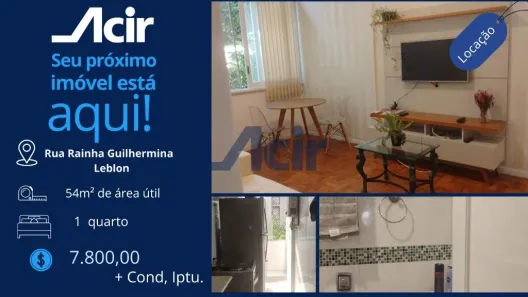 Apartamento com 1 Quarto para alugar, 53m² no Leblon, Rio de Janeiro