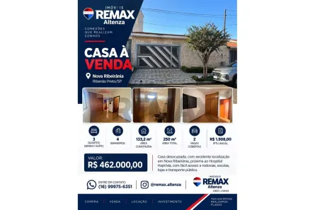 Casa com 3 Quartos à venda, 133m² no Nova Ribeirânia, Ribeirão Preto