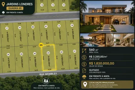 Lote/Terreno à venda, 560m² no Residencial Jardins Londres, Goiânia
