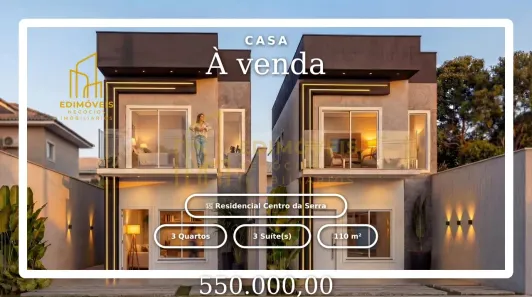 Casa com 3 Quartos à venda, 110m² no Residencial Centro da Serra, Serra
