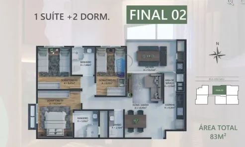 Apartamento com 3 Quartos à venda, 83m² no Dom Bosco, Itajaí