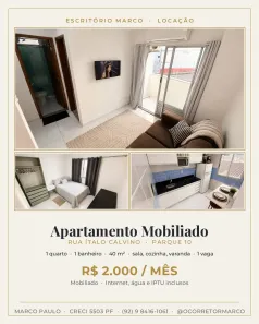 Apartamento com 1 Quarto para alugar, 40m² no Parque 10 de Novembro, Manaus