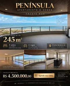 Apartamento com 4 Quartos à venda, 245m² no Ponta D'Areia, São Luís