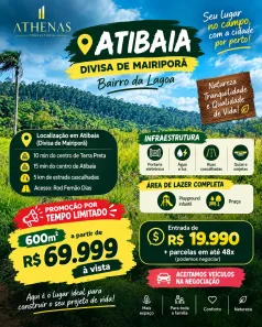 Lote/Terreno à venda, 600m² no Jardim Brasil, Atibaia