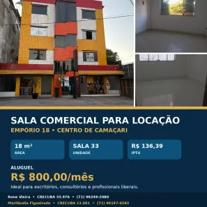 Ponto Comercial para alugar, 18m² no Centro, Camaçari