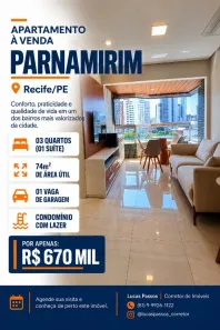 Apartamento com 3 Quartos à venda, 74m² no Tamarineira, Recife