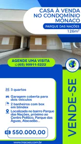 Casa de Condomínio com 3 Quartos à venda, 120m² no Parque Residencial das Nações Indígenas, Cuiabá