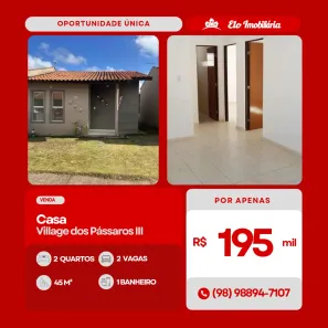 Casa de Condomínio com 2 Quartos à venda, 45m² no , São José de Ribamar