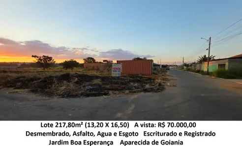 Lote/Terreno à venda, 217m² no Jardim Boa Esperança, Aparecida de Goiânia