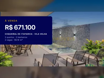 Apartamento com 2 Quartos à venda, 56m² no Coqueiral de Itaparica, Vila Velha