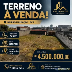 Lote/Terreno à venda, 700m² no Fundação, São Caetano do Sul