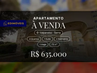 Apartamento com 3 Quartos à venda, 73m² no Valparaíso, Serra
