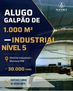 Galpão/Depósito/Armazém para alugar, 1000m² no Distrito Industrial I, Manaus