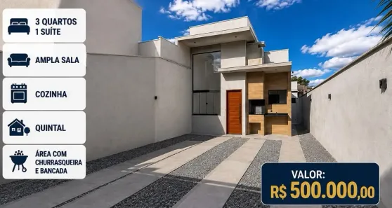 Casa com 3 Quartos à venda, 70m² no Chácara Mariléa, Rio das Ostras