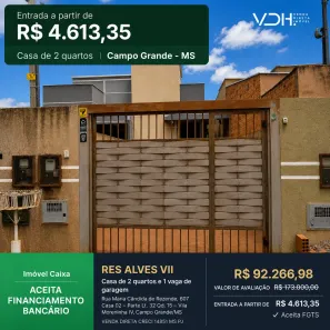 Casa com 2 Quartos à venda, 57m² no Vila Moreninha IV, Campo Grande