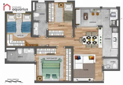 Apartamento com 3 Quartos à venda, 75m² no Conjunto Residencial Trinta e Um de Março, São José dos Campos