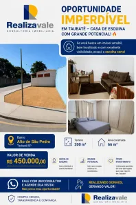 Casa com 1 Quarto à venda, 202m² no Alto São Pedro, Taubaté