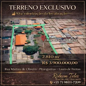 Lote/Terreno à venda, 2810m² no Pitangueiras, Lauro de Freitas