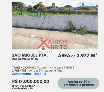 Lote/Terreno à venda, 3977m² no Vila Curuçá, São Paulo