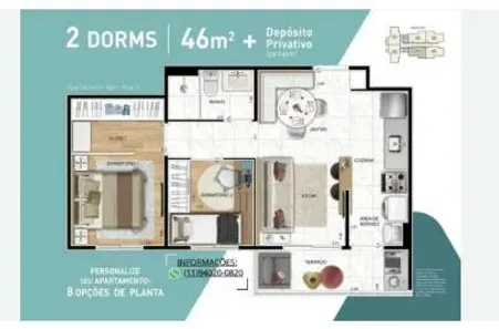 Apartamento com 2 Quartos à venda, 47m² no Vila Curuçá, Santo André