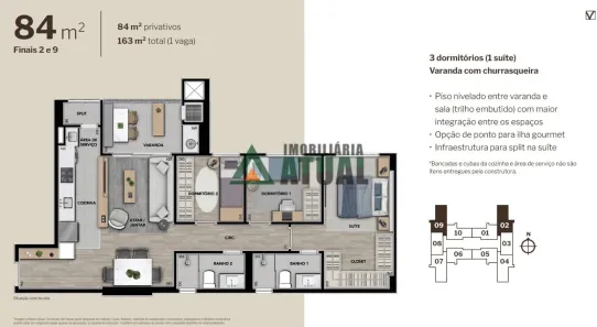 Apartamento com 3 Quartos à venda, 84m² no Terra Bonita, Londrina