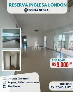 Apartamento com 3 Quartos para alugar, 169m² no Ponta Negra, Manaus