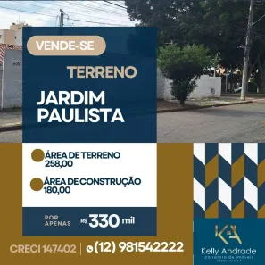 Lote/Terreno à venda, 258m² no Jardim Paulista, São José dos Campos