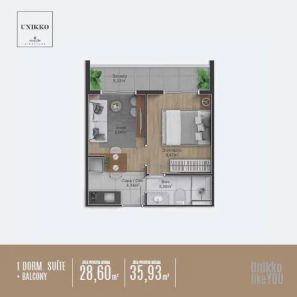 Apartamento com 1 Quarto à venda, 28m² no Rebouças, Curitiba