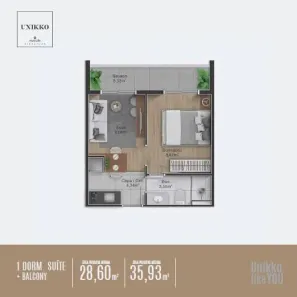 Apartamento com 1 Quarto à venda, 28m² no Rebouças, Curitiba