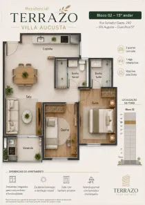 Apartamento com 2 Quartos à venda, 55m² no Vila Augusta, Guarulhos