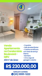 Apartamento com 2 Quartos à venda, 40m² no Praeirinho, Cuiabá