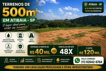 Lote/Terreno à venda, 500m² no Centro, Atibaia