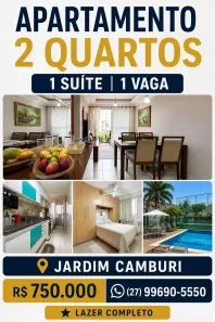 Apartamento com 2 Quartos à venda, 58m² no Jardim Camburi, Vitória