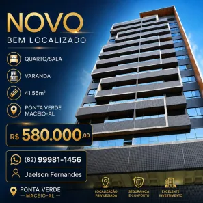 Apartamento com 1 Quarto à venda, 41m² no Ponta Verde, Maceió