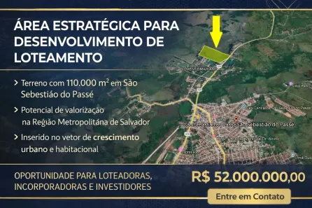 Lote/Terreno à venda, 110000m² no São Sebastião do Passé, São Sebastião do Passé