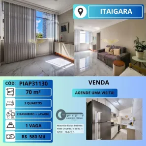 Apartamento com 3 Quartos à venda, 70m² no Itaigara, Salvador