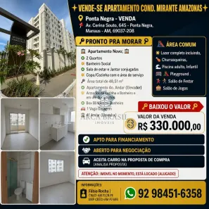 Apartamento com 2 Quartos à venda, 42m² no Ponta Negra, Manaus