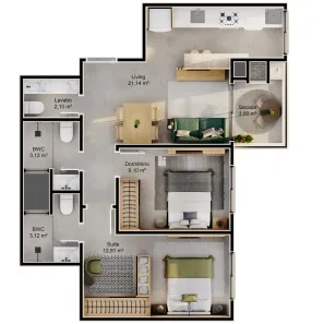 Apartamento com 2 Quartos à venda, 64m² no Saco Grande, Florianópolis